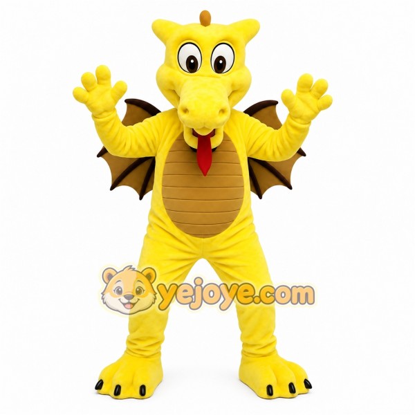 Yellow Brown Dragon Mascot Costume Yellow Brown Dragon Mascot Costume