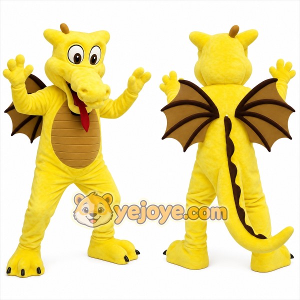 Yellow Brown Dragon Mascot Costume