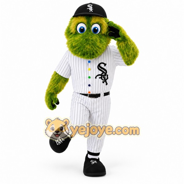 Green White Baseball Monster Mascot Costume