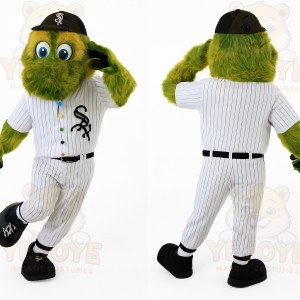 Green White Baseball Monster Mascot Costume