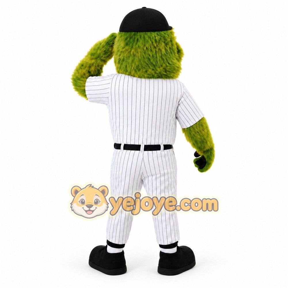 Green White Baseball Monster Mascot Costume Green White Baseball Monster Mascot Costume