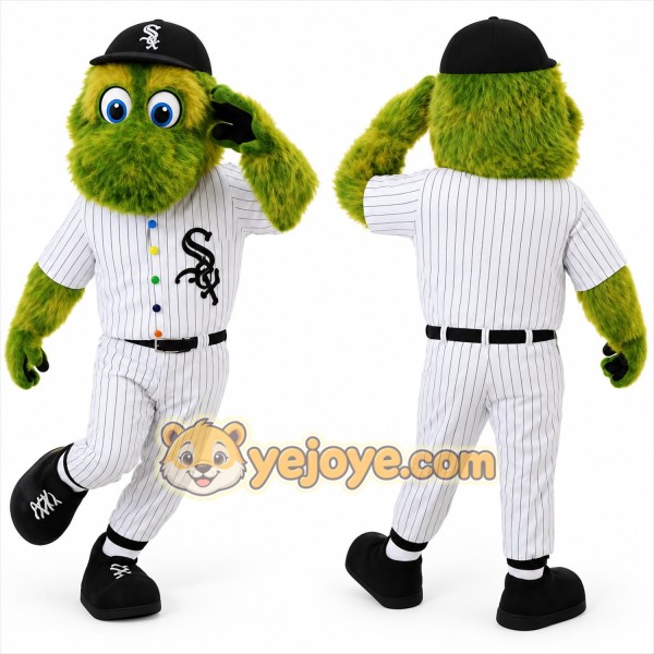 Green White Baseball Monster Mascot Costume