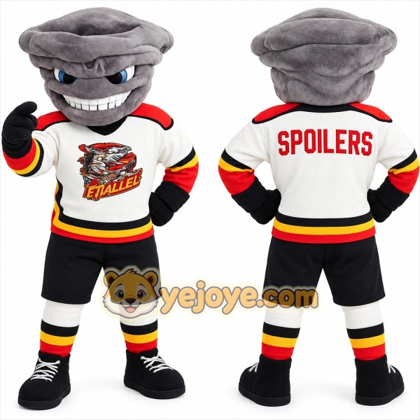 Gray White Red Clam Hockey Mascot Costume