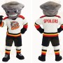 Gray White Red Clam Hockey Mascot Costume