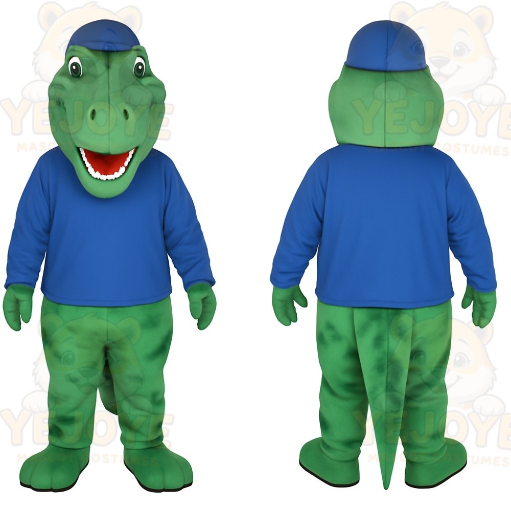 Green Blue Dinosaur Mascot Costume