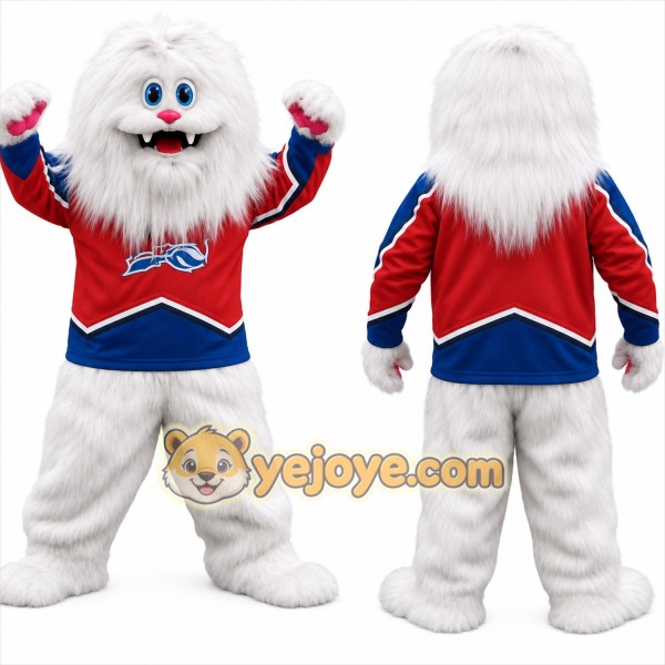 White Red Blue Yeti Mascot Costume