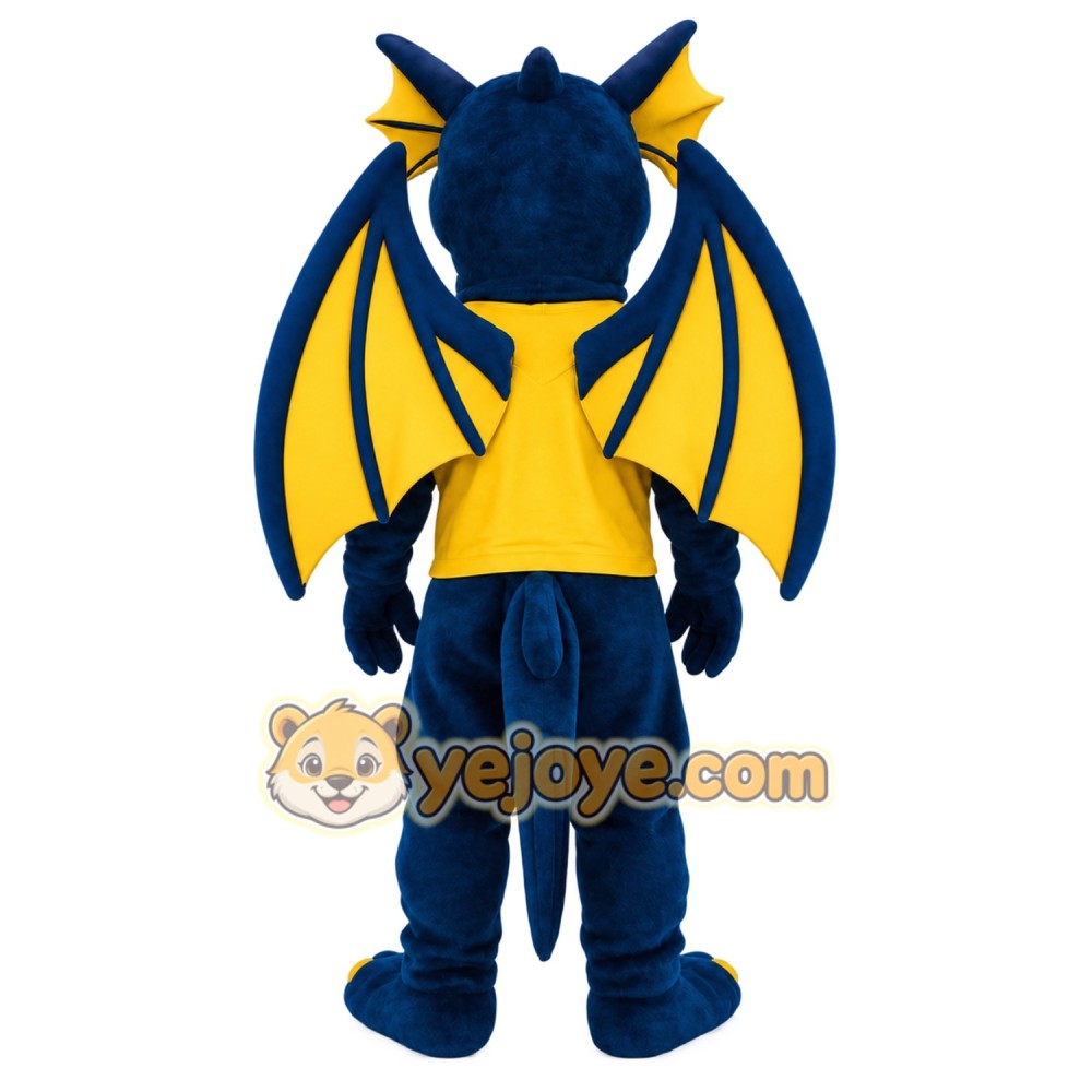 Blue Yellow Winged Dragon Mascot Costume