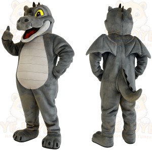 Gray Beige Dragon Mascot Costume