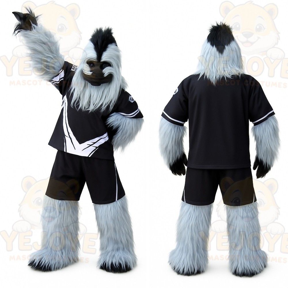 Light Blue Black Yeti Mascot Costume