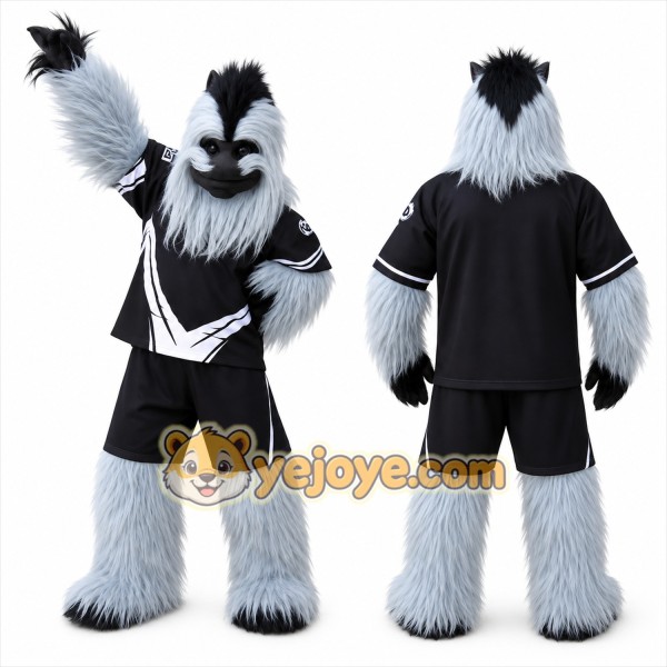 Light Blue Black Yeti Mascot Costume