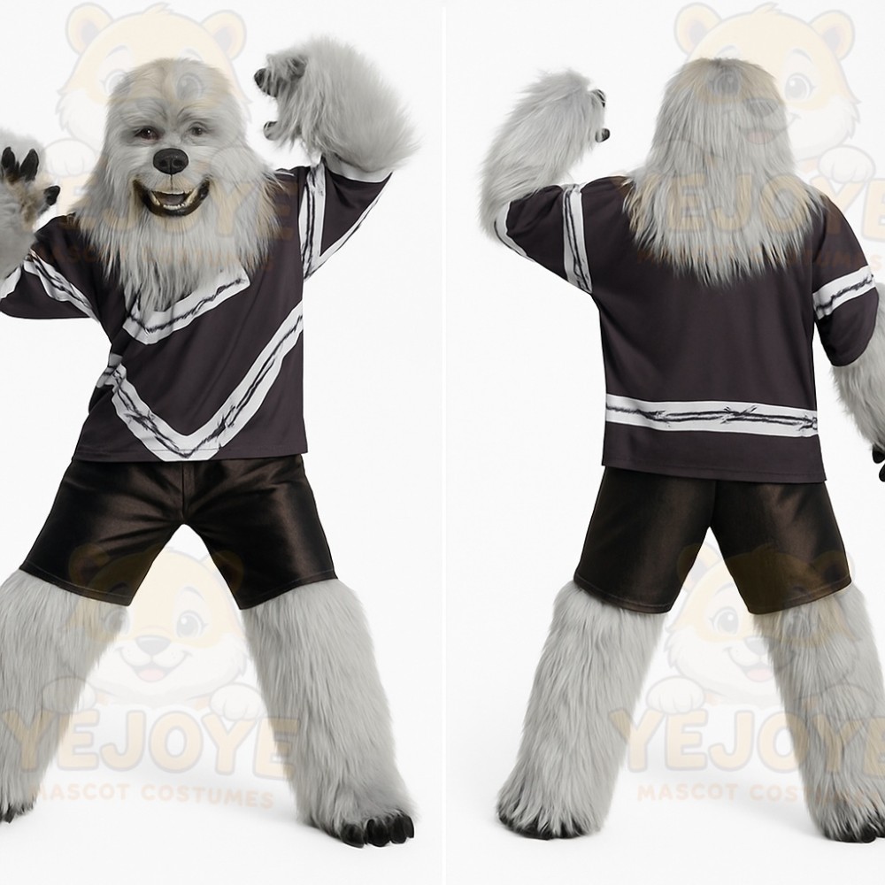 White Black Shaggy Dog Mascot Costume