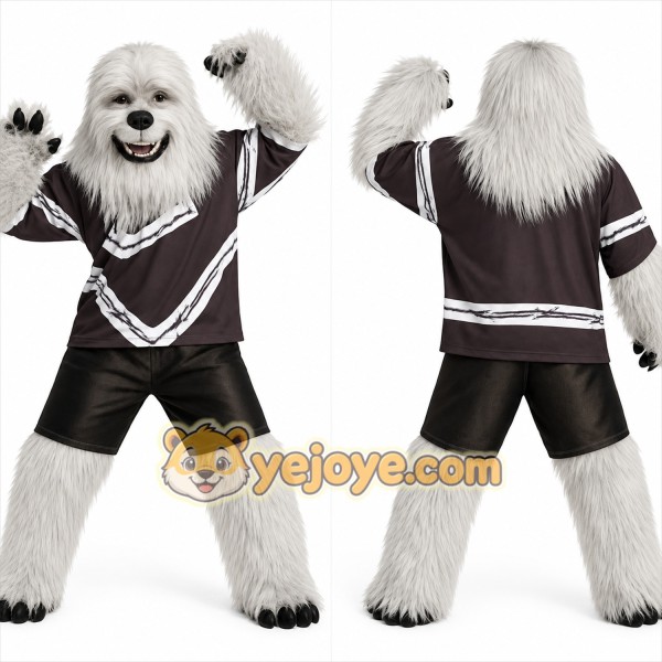 White Black Shaggy Dog Mascot Costume