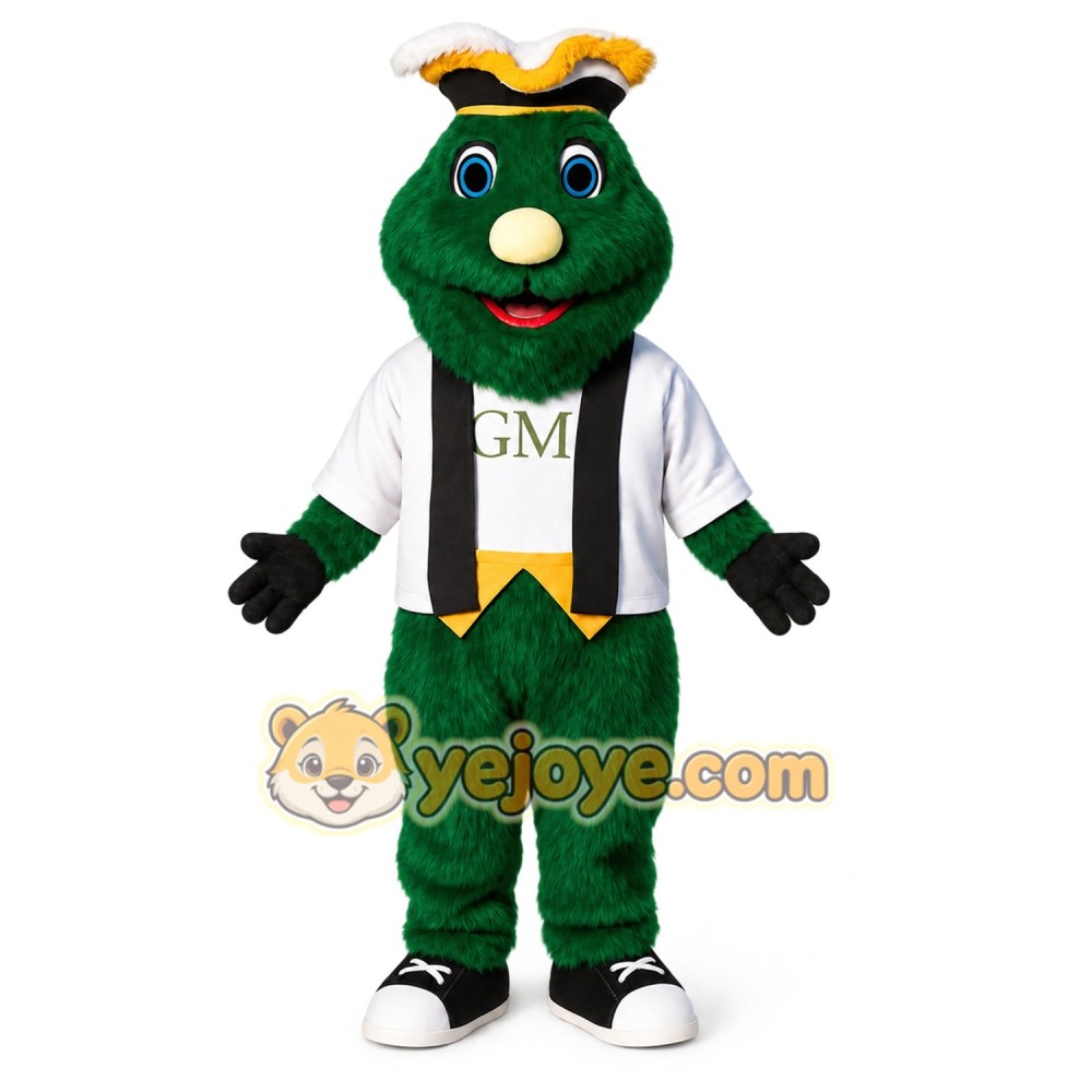 Green Yellow Tricorn Monster Mascot Costume Green Yellow Tricorn Monster Mascot Costume