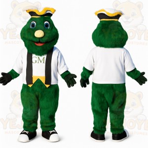 Green Yellow Tricorn Monster Mascot Costume