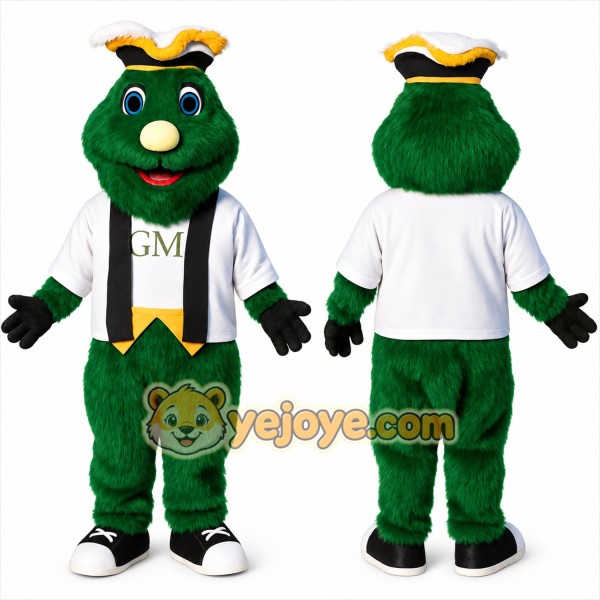 Green Yellow Tricorn Monster Mascot Costume