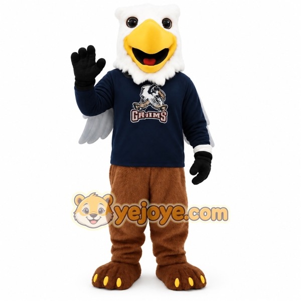 White Gray Brown Eagle Mascot Costume