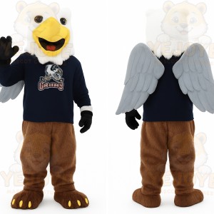 White Gray Brown Eagle Mascot Costume