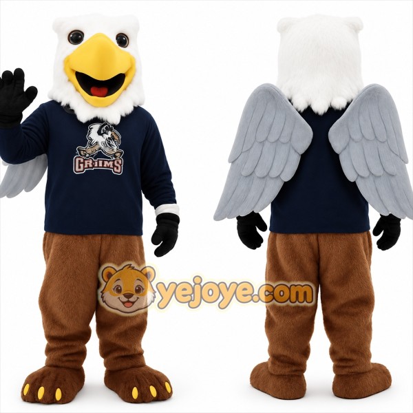 White Gray Brown Eagle Mascot Costume