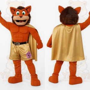 Orange Gold Superhero Cat Mascot Costume