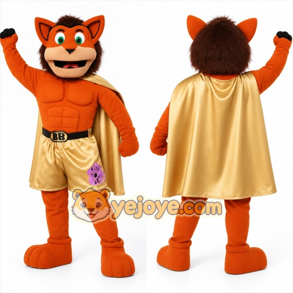Orange Gold Superhero Cat Mascot Costume