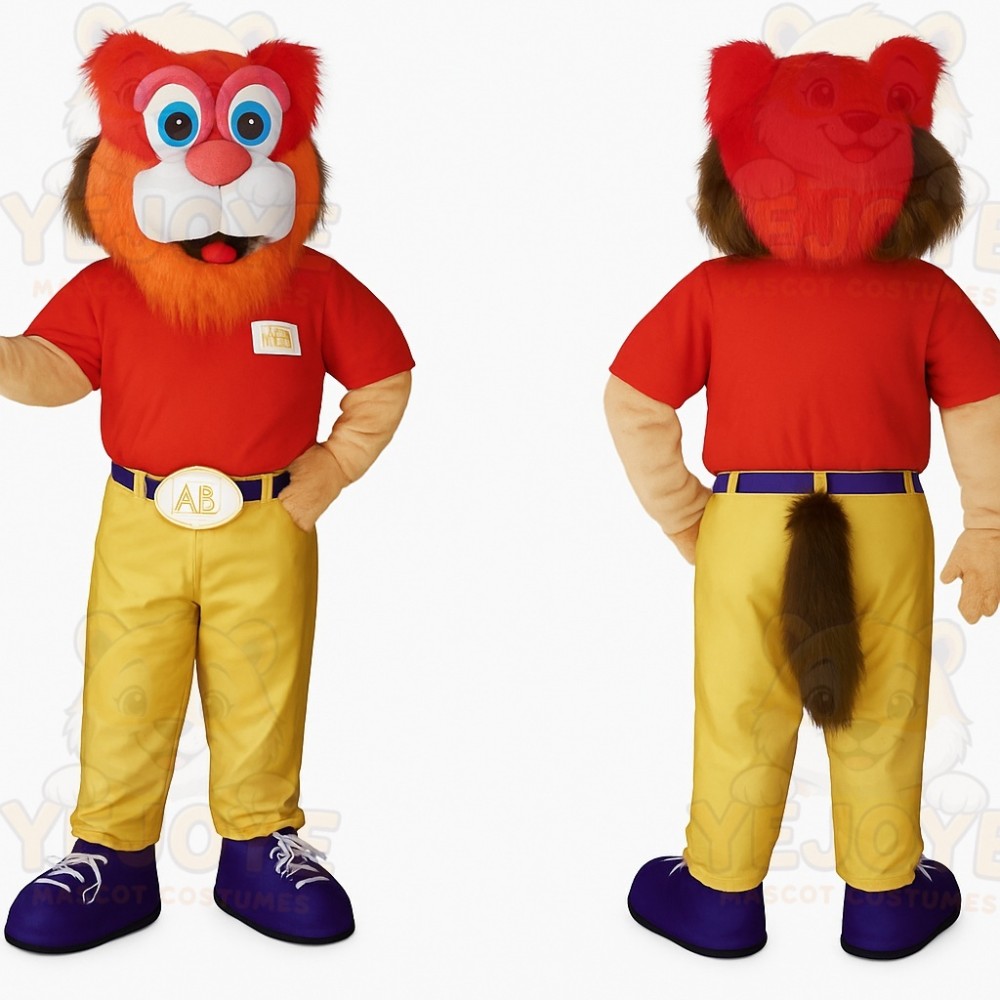 Red Orange Yellow Lion Mascot Costume