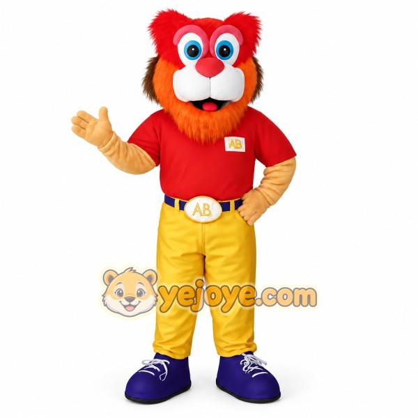 Red Orange Yellow Lion Mascot Costume