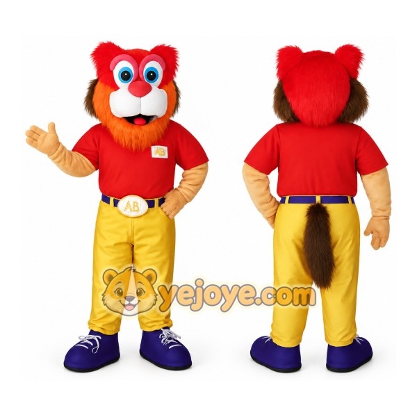 Red Orange Yellow Lion Mascot Costume