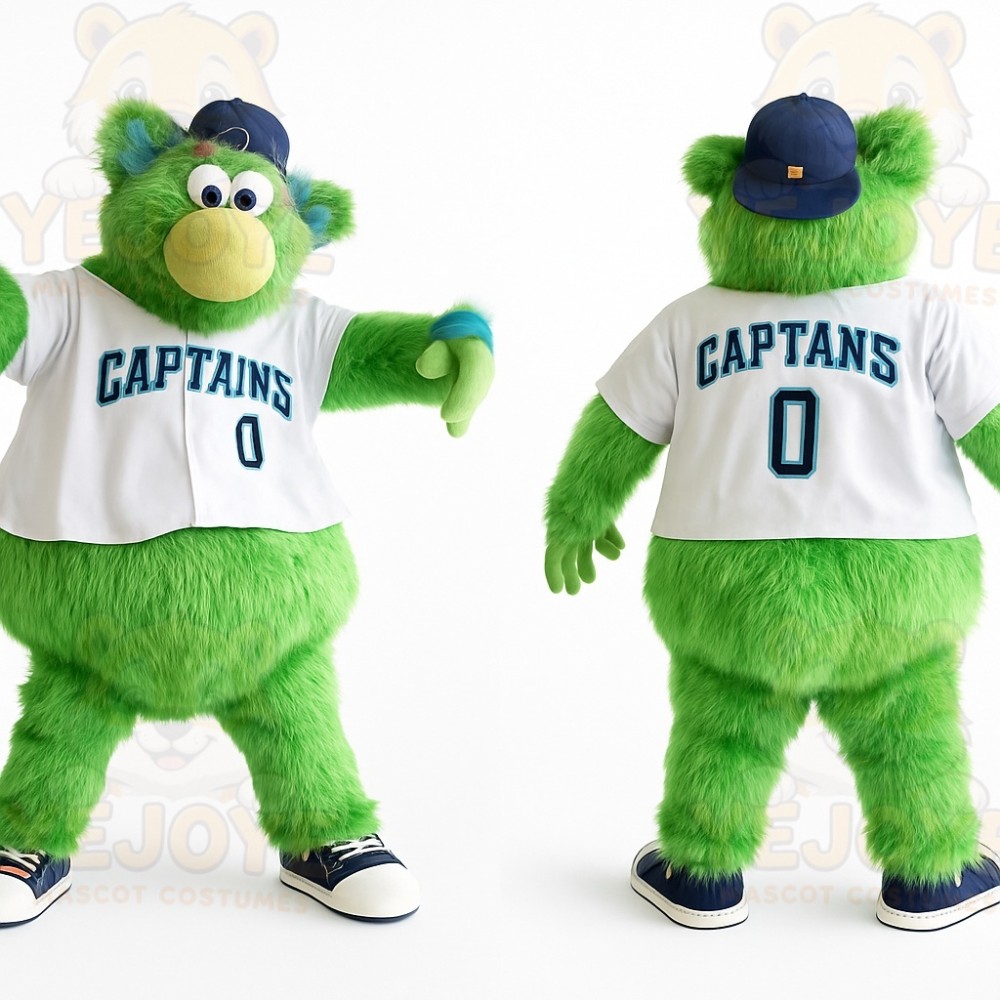 Green White Baseball Bear Mascot Costume