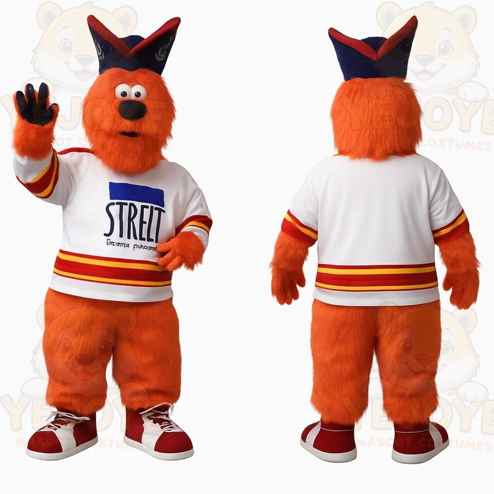 Orange White Navy Hockey Dog Mascot Costume
