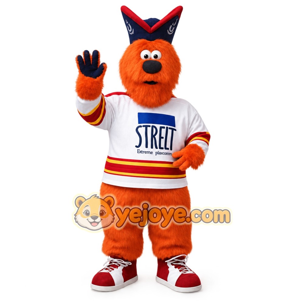 Orange White Navy Hockey Dog Mascot Costume