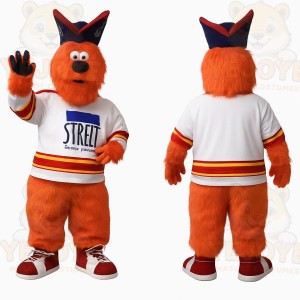 Orange White Navy Hockey Dog Mascot Costume