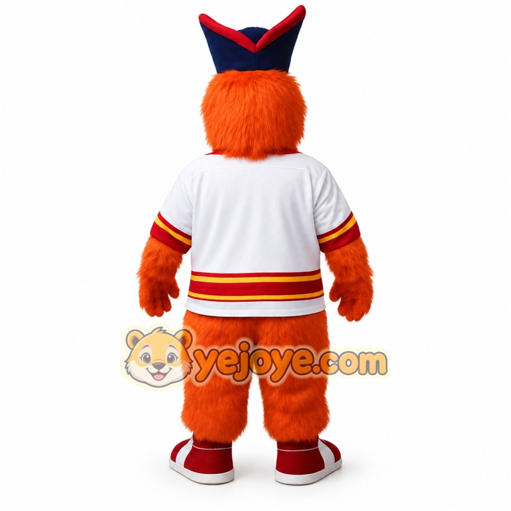 Orange White Navy Hockey Dog Mascot Costume