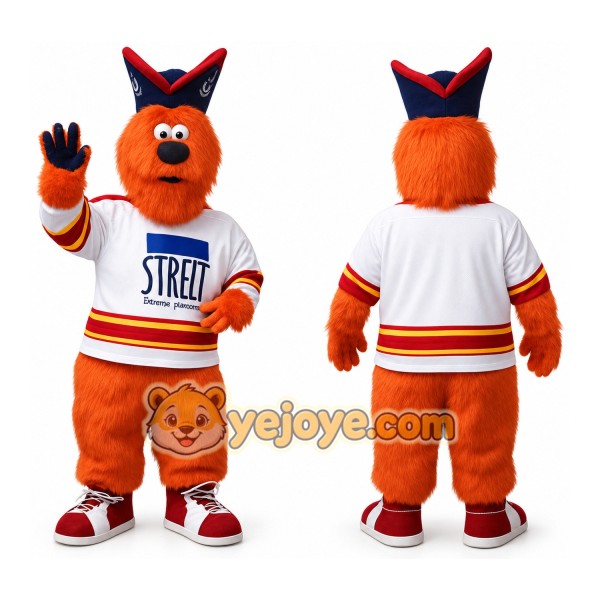 Orange White Navy Hockey Dog Mascot Costume