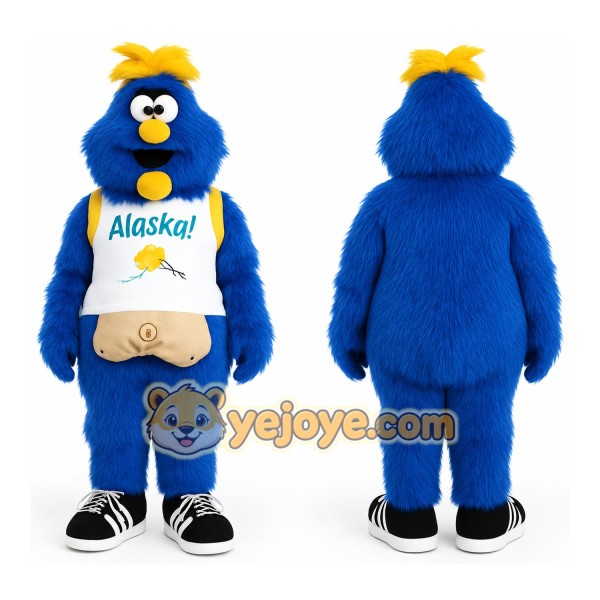 Blue Yellow Furry Monster Mascot Costume