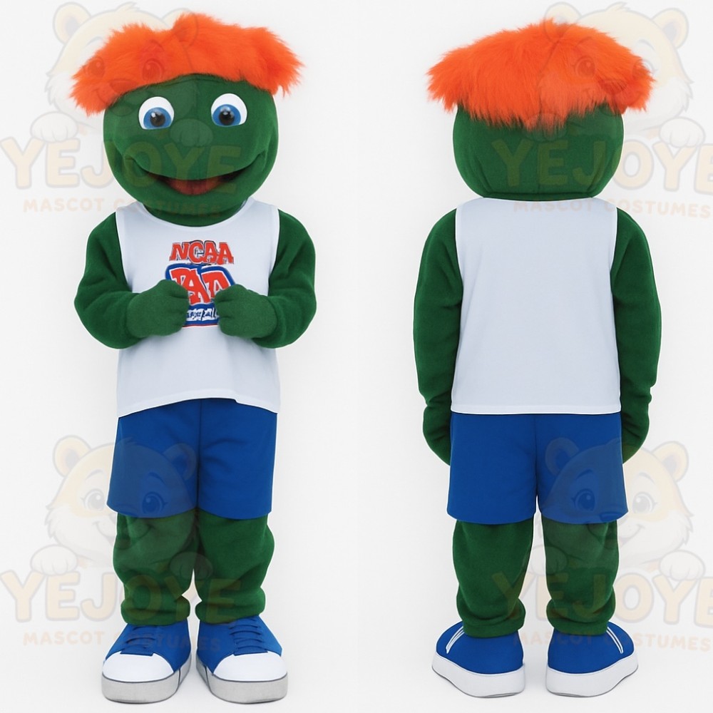 Green Orange Haired Boy Mascot Costume