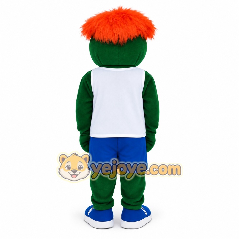 Green Orange Haired Boy Mascot Costume
