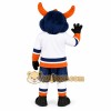 Navy Orange Bull Hockey Mascot Costume Navy Orange Bull Hockey Mascot Costume