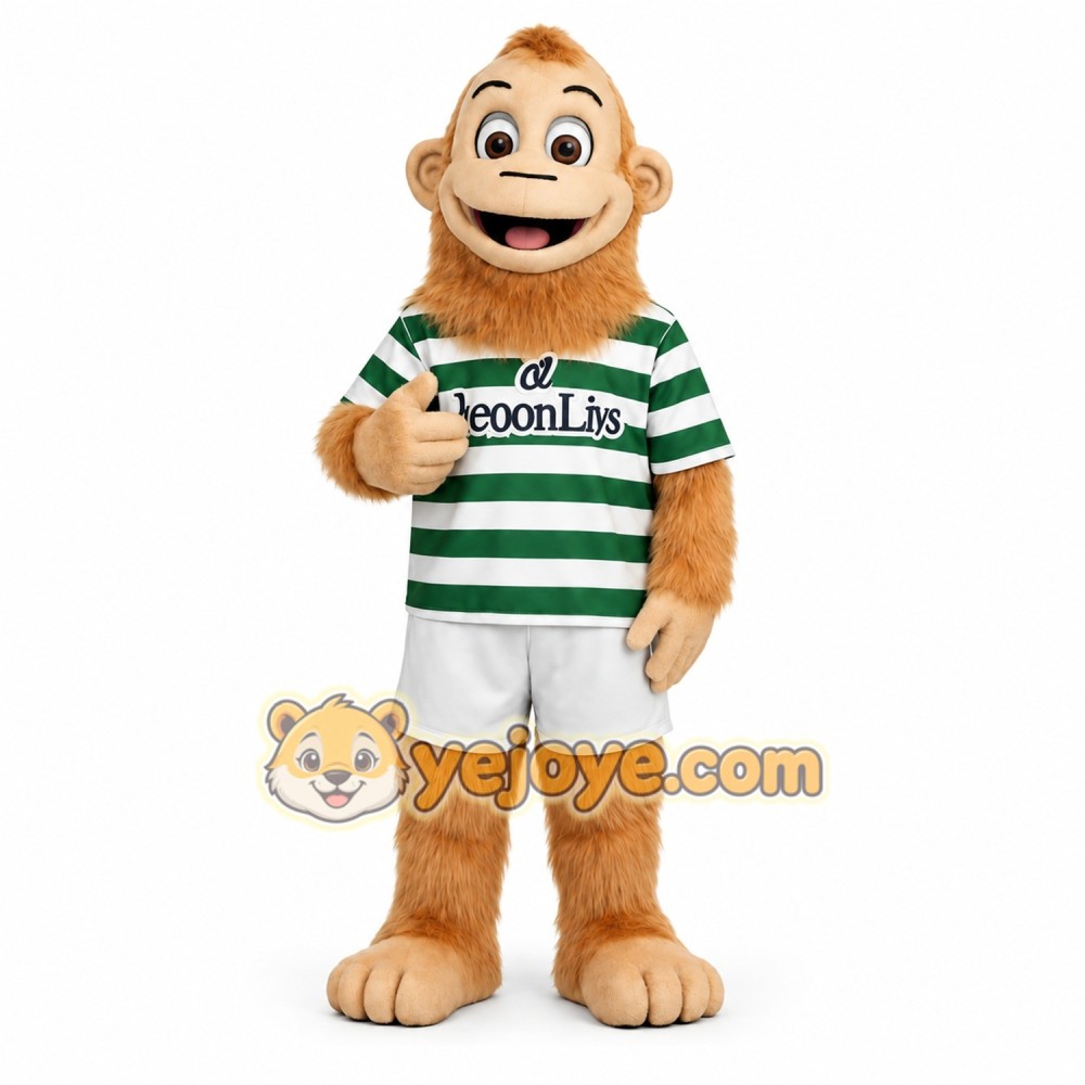 Tan Green White Soccer Monkey Mascot Costume Tan Green White Soccer Monkey Mascot Costume