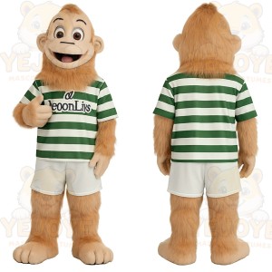 Tan Green White Soccer Monkey Mascot Costume