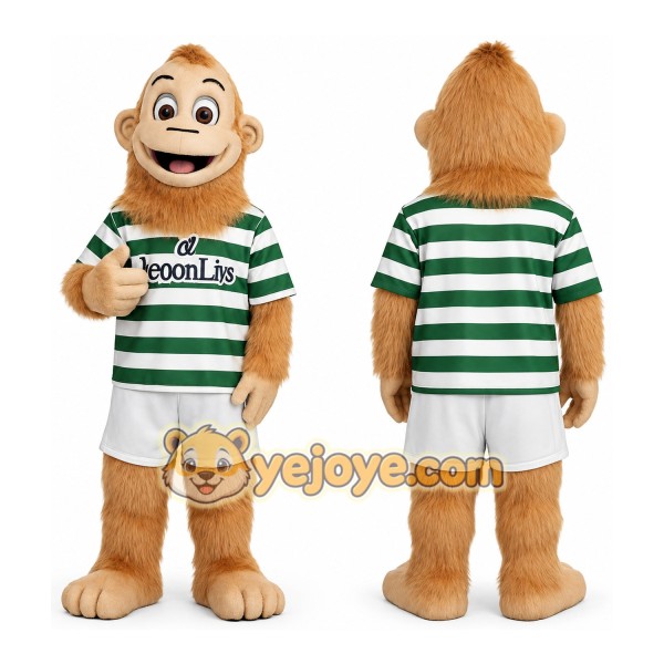 Tan Green White Soccer Monkey Mascot Costume