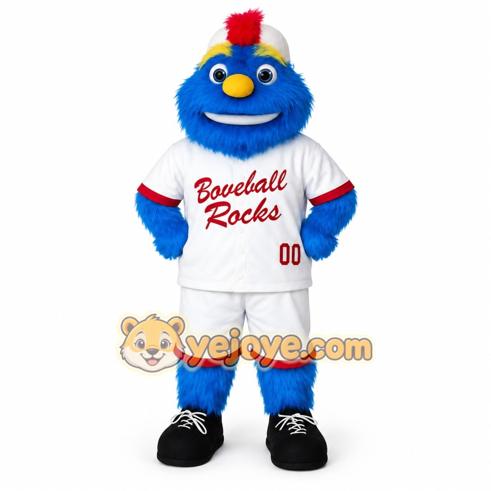 Blue White Baseball Monster Mascot Costume Blue White Baseball Monster Mascot Costume