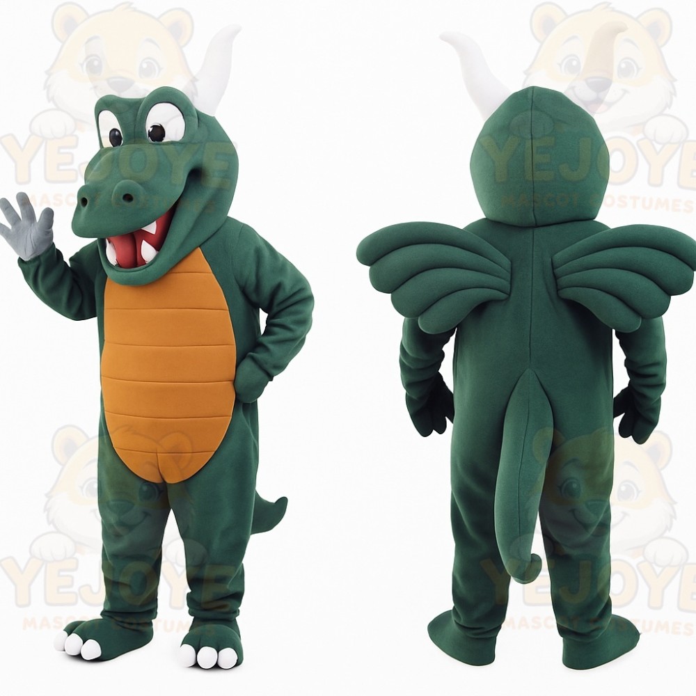 Green Orange White Dragon Mascot Costume