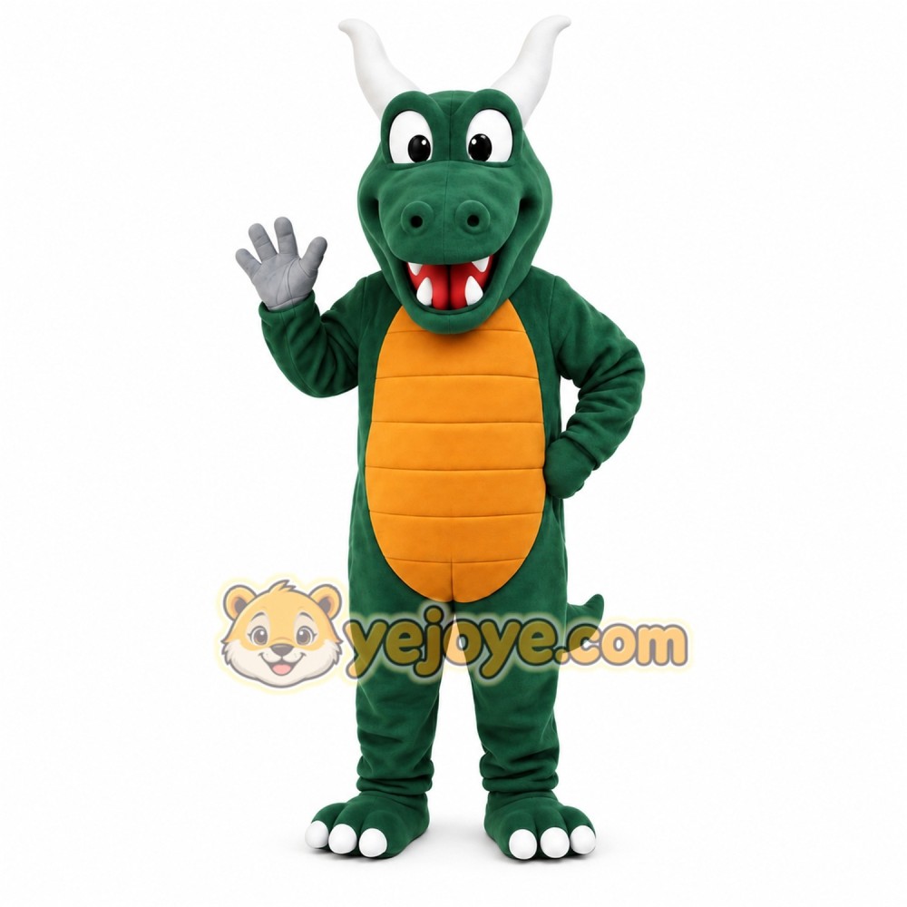 Green Orange White Dragon Mascot Costume