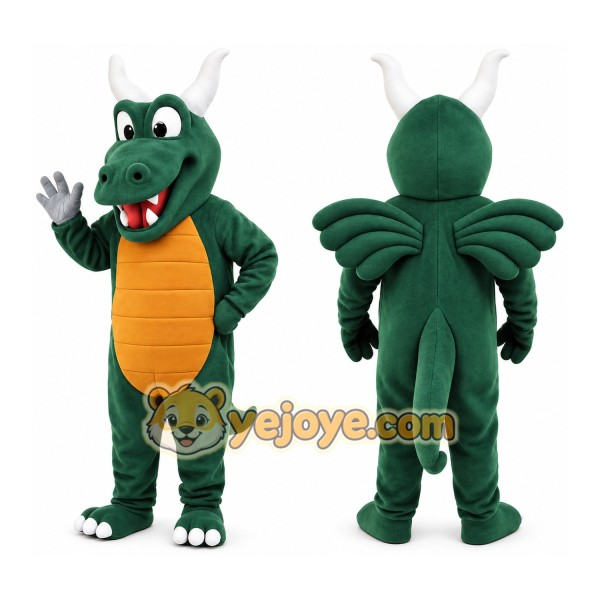 Green Orange White Dragon Mascot Costume