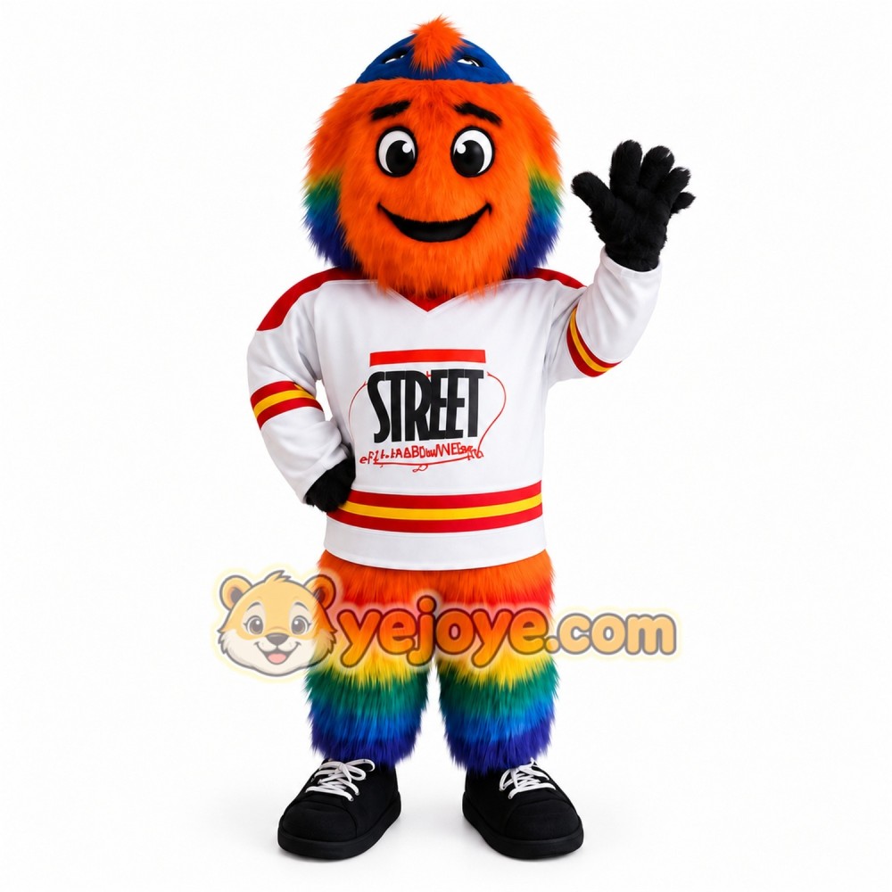 Orange Rainbow Furry Monster Mascot Costume