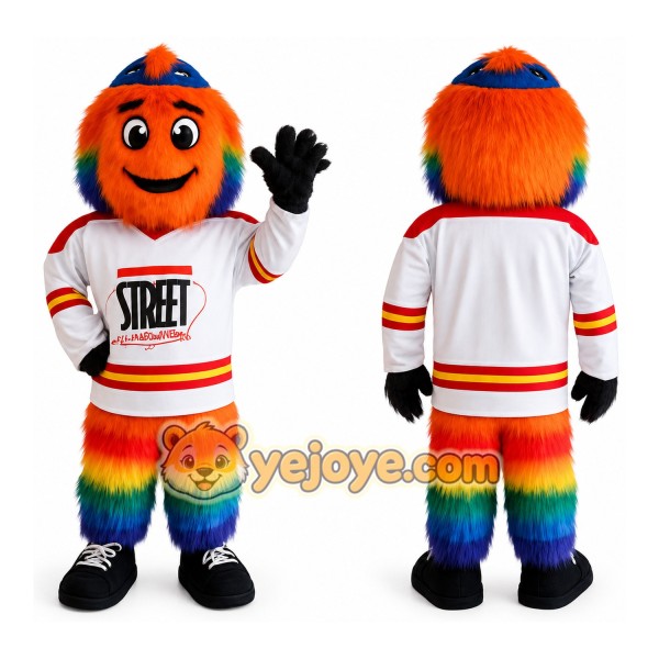 Orange Rainbow Furry Monster Mascot Costume