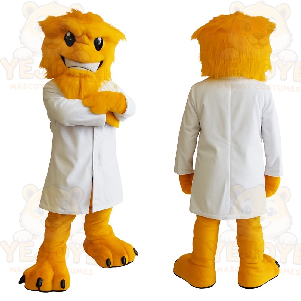 Yellow White Scientist Monster Mascot Costume