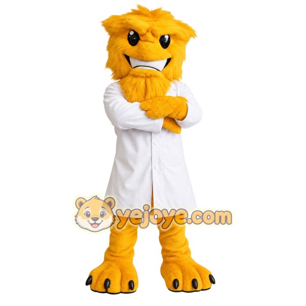 Yellow White Scientist Monster Mascot Costume