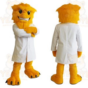Yellow White Scientist Monster Mascot Costume