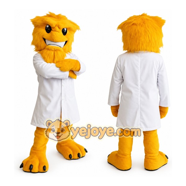 Yellow White Scientist Monster Mascot Costume